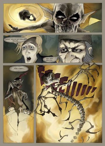 Cartoon: wraith_page06 (medium) by glasseye tagged fantasy,sword,sorcery,horror,conjure,goblin,wraith,wizard,fire,ghost,bones