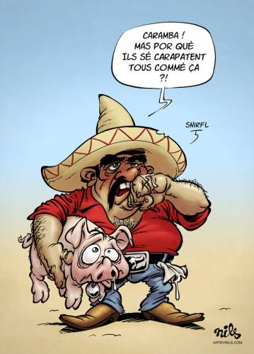 Cartoon: Mexicana Gripe (medium) by nils tagged news,health,nils