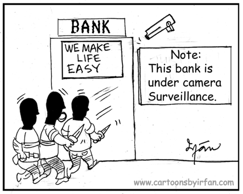 Cartoon: Hidden camera! (medium) by irfan tagged banks