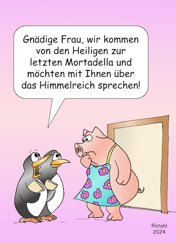 Cartoon: Bekehrung (medium) by wista tagged bekehrung,religion,heilig,heilige,letzte,tage,mission,wurst,schwein,mortadella,himmel,himmelreich,schweinefleisch,metzger,metzgerei,essen,trinken,fleisch,vegetarisch,vegan,pinguin,zeugen,jehovas,tür,bekehrung,religion,heilig,heilige,letzte,tage,mission,wurst,schwein,mortadella,himmel,himmelreich,schweinefleisch,metzger,metzgerei,essen,trinken,fleisch,vegetarisch,vegan,pinguin,zeugen,jehovas,tür