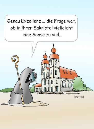 Cartoon: Bischofsstab (medium) by wista tagged bischofsstab,bischof,kirche,tod,sakristei,verwechselung,sense,sensenmann,religion,telefon,handy,telefonieren,katholisch,evangelisch,messe,zeit,endzeit,priester,geistlicher,pastor,gemeinde