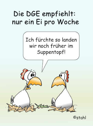 Cartoon: DGE Empfehlung  ein Ei pro Woche (medium) by wista tagged dge,ernährungsempfehlung,fleisch,empfehlung,ei,eier,pro,woche,ernährung,deutsche,gesellschaft,fünf,am,tag,obst,gemüse,gesundheit,gesund,vorsorge,vegan,vegetarisch,veganer,vegetarier,huhn,hühnchen,suppe,hühnersuppe,suppenhuhn,suppentopf,dge,ernährungsempfehlung,fleisch,empfehlung,ei,eier,pro,woche,ernährung,deutsche,gesellschaft,fünf,am,tag,obst,gemüse,gesundheit,gesund,vorsorge,vegan,vegetarisch,veganer,vegetarier,huhn,hühnchen,suppe,hühnersuppe,suppenhuhn,suppentopf