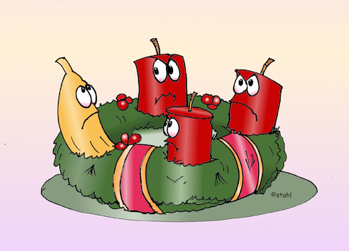 Cartoon: Erster Advent (medium) by wista tagged advent,erster,adventskranz,kerze,kerzen,adventszeit,weihnachten,weihnachtszeit,basteln,tannen,tannenzweige,adventskalender,kranz,kränze,advent,erster,adventskranz,kerze,kerzen,adventszeit,weihnachten,weihnachtszeit,basteln,tannen,tannenzweige,adventskalender,kranz,kränze
