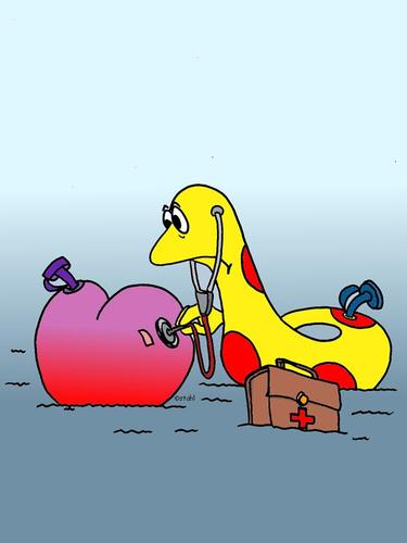 Cartoon: Ginger und Kalaschnikow 42 (medium) by wista tagged herzschmerz,liebe,heart,purple,abhorchen,herz,arzt,kalaschnikow,gummiente,schmerz,ginger