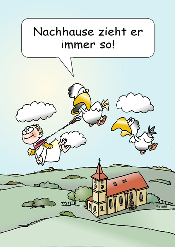 Cartoon: Kirchgang (medium) by wista tagged kirche,engel,kirchgang,messe,vogel,gott,gotteshaus,weg,hund,leine,ziehen,nach,hause,nachhause,nachhauseweg,priester,glaube,predigt,spaziergang,spazieren,kirchweg,beten,gebet