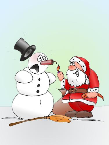 Cartoon: Schneemann-Weihnachtsmann (medium) by wista tagged schnee,schneemann,weihnachtsmann,chrsitkind,weihnachten,nikolaus,böller,geschenke,rakete,bauen,möhre,karotte,knallfrosch,knaller,anzünden,böse,böser