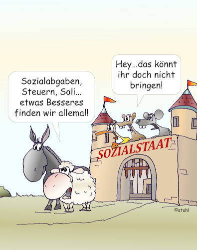 Cartoon: Sozialstaat (medium) by wista tagged sozialstaat,abgaben,sozialabgaben,soli,steuern,kosten,nebenkosten,lohnnebenkosten,soziale,gerechtigkeit,soziales,netz,leistung,sozialleistung,grundsicherung,grenzen,arbeitslos,arbeitslose,sozialhilfeempfänger,leistungsträger,sozialhilfe,mittelstand,hartz4,ungerechtigkeit,leistungsgesellschaft,beitragszahler,steuerzahler,eigenverantwortung,fürsorgestaat,wohlfahrtsstaat