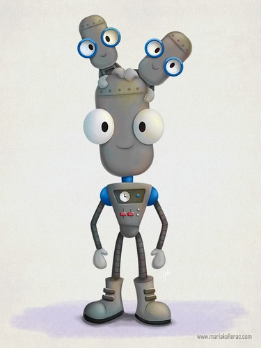 Cartoon: Mechanical family (medium) by kellerac tagged cartoons,technology,robots,bot,mechanical,family,love,kids