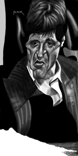 Cartoon: the world is yours (medium) by szomorab tagged caricature,scarface,pacino