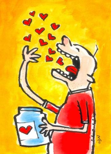 Cartoon: herzen (medium) by ari tagged man,hearts,swallow,jar,