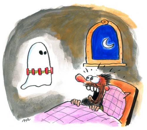 Cartoon: nightmare (medium) by ari tagged terror,moon,explosives,bed,night,ghost,man,terrorist,sprengstoff,plikat,extremist,politik