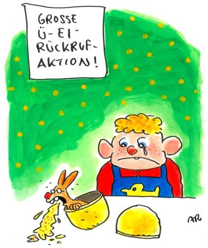 Cartoon: rückruf (medium) by ari tagged eierskandal,eastern,children,egg,rabbit,ostern,kind,ei,hase