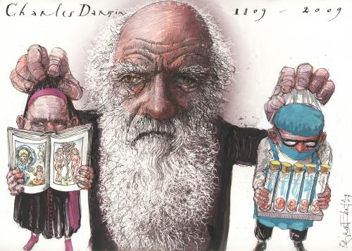 Cartoon: Charles Darwin (medium) by Rainer Ehrt tagged cloning,stammzellen,kreationismus,darwin