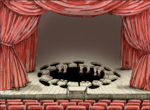 Cartoon: Corona - Theater (medium) by Rainer Ehrt tagged corona,culture,cancel,kultur,lockdown,kontaktbeschränkung,theater,musik,schauspiel,covid19,corona,culture,cancel,kultur,lockdown,kontaktbeschränkung,theater,musik,schauspiel,covid19