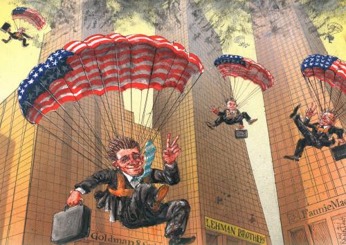 Cartoon: Finanzkrise (medium) by Rainer Ehrt tagged bank,krise,pleite,new,york,banker,finanzkrise