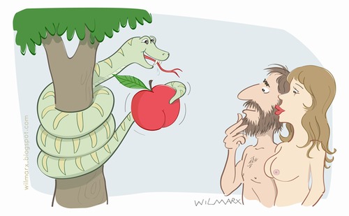 Cartoon: Erotic apple (medium) by Wilmarx tagged adam,and,eve