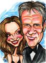 Cartoon: Flockhart and Ford (small) by ritakirkman tagged famous,faces,caricature,harrison,ford,calista,flockhart,quick,drawing