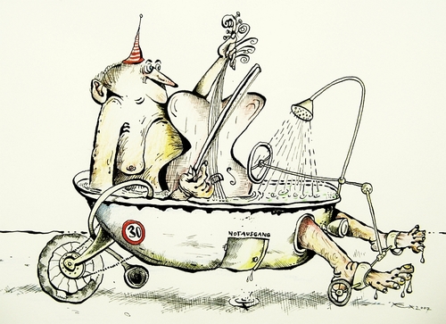 Cartoon: Forscher (medium) by arnold tagged badewanne,wasser,humor,surreal,seefahrt,musik,kultur,lernen,lachen