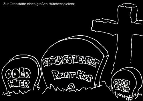 Cartoon: Hütchenspieler (medium) by Newbridge tagged hütchenspiel,glücksspiel,grab,friedhof,grabstein,würfeln,glück,tod,ruhe