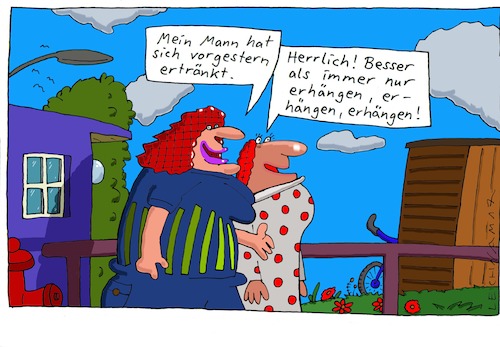 Cartoon: 2 Damen (medium) by Leichnam tagged damen,herrlich,besser,erhängen,ertränken,selbstmord,vorgestern