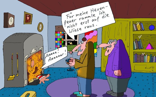 Cartoon: Aaaaa! (medium) by Leichnam tagged aaaaa,feuerchen,hexenfeuer,wiese,ehefrau,kamin,verbrennung,walpurgisnacht,leichnam,leichnamcartoon