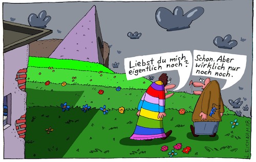 Cartoon: Am Haus (medium) by Leichnam tagged haus,liebe,lieben,mann,frau,beziehung,noch,schon,leichnam,leichnamcartoon