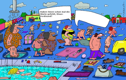 Cartoon: Am Wasser (medium) by Leichnam tagged am,wasser,fehlende,worte,leere,sprechblase,sommer,sonne,freizeit,freibad,schwimmbad,plantschen,leichnam,leichnamcartoon
