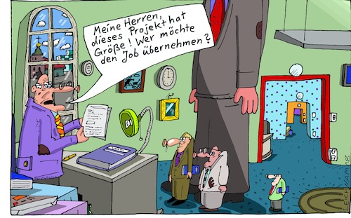 Cartoon: Angetreten! (medium) by Leichnam tagged angetreten,chef,boss,büro,auftrag,job,größe,angefragt,leichnam,leichnamcartoon