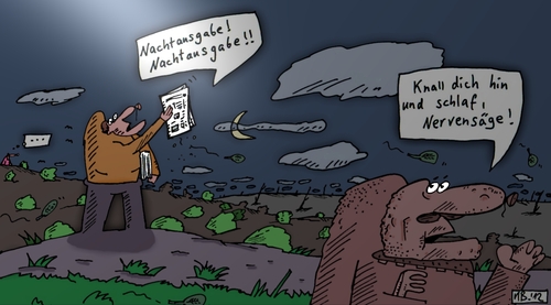 Cartoon: Auf der Heide (medium) by Leichnam tagged auf,der,heide,ebene,düsternis,nachtausgabe,zeitungsverkäufer,nervensäge,einsamkeit,knall,dich,hin