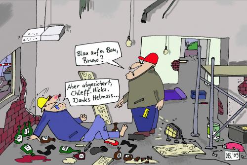 Cartoon: Aufm Bau (medium) by Leichnam tagged blau,bau,abgesichert,helm,hicks