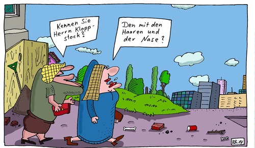 Cartoon: Bekannter (medium) by Leichnam tagged bekannter,herr,kloppstock,haare,nase,damengespräch