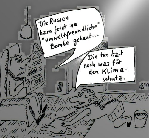 Cartoon: Bomb (medium) by Leichnam tagged bomb,witzblatt,leichnam,schwarzweiß,russen,bauen,umweltfreundlich