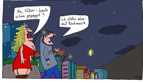 Cartoon: Bordsteinschwalbe (medium) by Leichnam tagged sterne,poppen,rockmusik,pop,nacht,mond,anmache,nutte,hure,prostituierte,bordsteinschwalbe