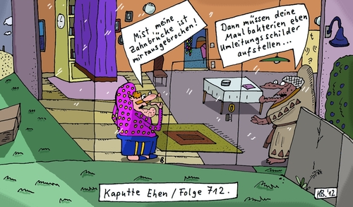 Cartoon: Brücke (medium) by Leichnam tagged zahnbrücke,rausgebrochen,maleur,kaputte,ehen,umleitung,schabracke,maulbakterien
