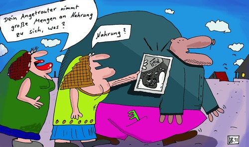 Cartoon: Der Dicke (medium) by Leichnam tagged der,dicke,leichnam,nahrung,zunehmen,müll,angetrauter,gatte,ehe,frauengespräch,fett,übergewicht