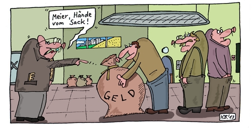 Cartoon: Die Aufforderung (medium) by Leichnam tagged aufforderung,sack,geld,meier,chef,boss,untergebene,arbeitswelt