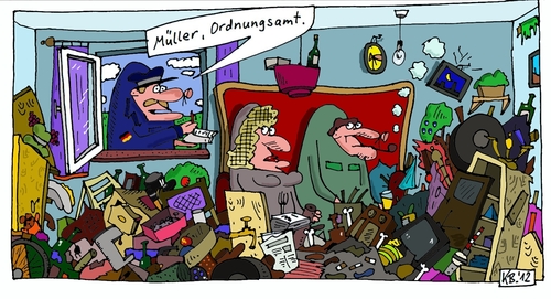 Cartoon: dienstbeflissen (medium) by Leichnam tagged dienstbeflissen,messies,chaos,unordnung,müller,ordnungsamt