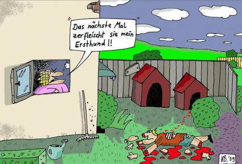 Cartoon: Drohung (medium) by Leichnam tagged hund,splatter