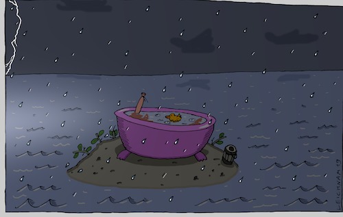 Cartoon: Es frischt auf (medium) by Leichnam tagged es,frischt,auf,wetter,wind,regen,inselcartoon,inselwitz,inselscherz,leichnam,leichnamcartoon,badewanne