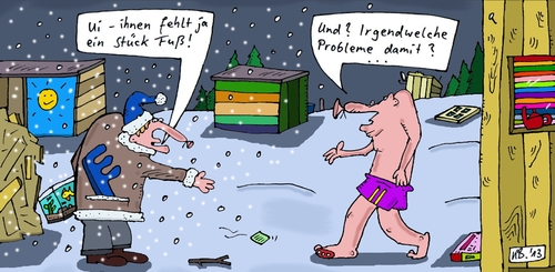 Cartoon: fehlend (medium) by Leichnam tagged verwunderung,schnee,eis,eingeschneit,probleme,fuß,stück,winter,fehlend