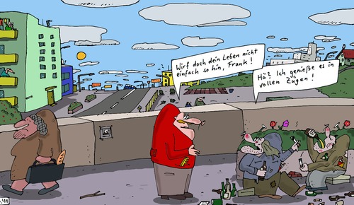 Cartoon: Frank und Kumpan (medium) by Leichnam tagged alltag,leben,kumpan,frank,säufer,in,vollen,zügen