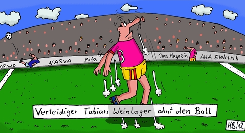 Cartoon: Fußballgott (medium) by Leichnam tagged fußballgott,sport,verteidiger,fabian,weinlager,ahnen
