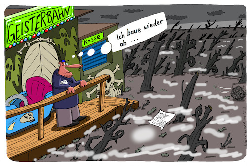 Cartoon: Geister (medium) by Leichnam tagged geister,geisterbahn,einöde,schausteller,leichnam,leichnamcartoon