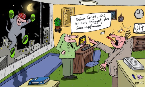 Cartoon: Glasscheibe (medium) by Leichnam tagged glasscheibe,keine,sorge,snugget,saugnapfmann,fassade,büro,entsetzen,erschrecken,horror,grusel