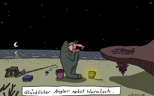 Cartoon: glücklich (medium) by Leichnam tagged glücklich,angler,angelrute,wurmloch,würmer,köder