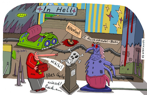 Cartoon: Grüße! (medium) by Leichnam tagged grüße,rückschädel,ehrhardt,geisterbahn,leichnamcartoon,leichnamcomic