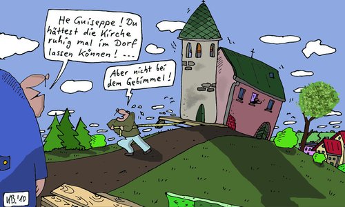 Cartoon: Guiseppe (medium) by Leichnam tagged guiseppe,kirche,dorf,gebimmel,glocken,geläute