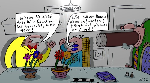 Cartoon: Heinz (medium) by Leichnam tagged heinz,zigarre,rauchverbot,was,im,mund,schweigen,gattin,raucher