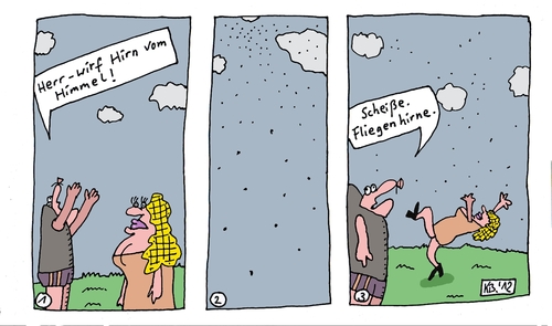 Cartoon: Herr (medium) by Leichnam tagged herr,blondinenwitz,hirn,fliegen,wunsch,erhört,freude,enttäuschung
