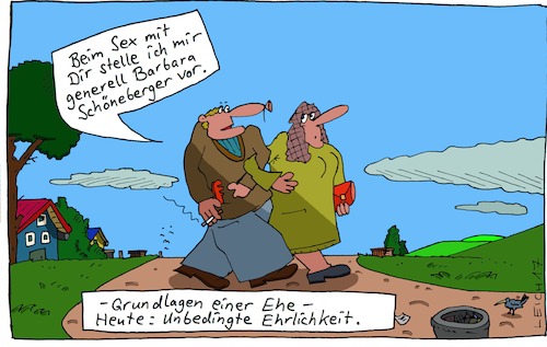 Cartoon: Heute (medium) by Leichnam tagged heute,barbare,schöneberger,vorstellung,fantasie,ehe,grundlagen,ehrlichkeit,unbedingt